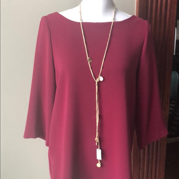 WHBM Necklace...Tan & Gold Tone. NWT - Picture 2 of 4